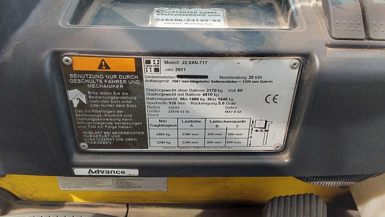 Hyster J2.5XN-717 4-Rad Elektrostapler gebraucht Hyster J2.5XN-717 * 4-Rad Elektrostapler